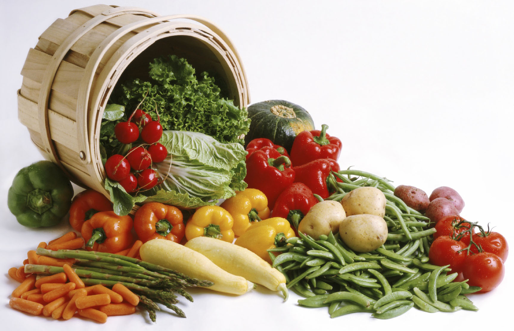 vegetables in wooden basket