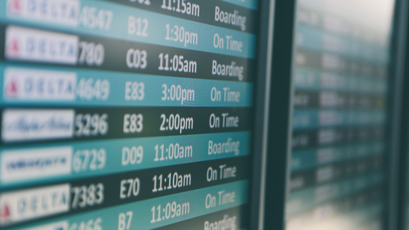 Airline departures noticeboard