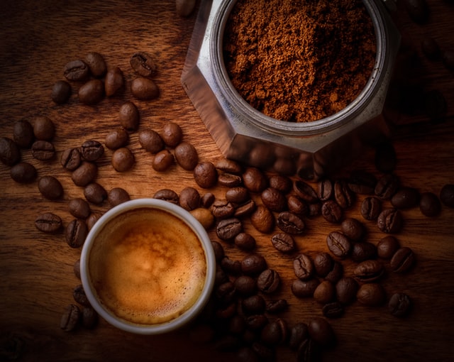 Coffee beans and ground coffee