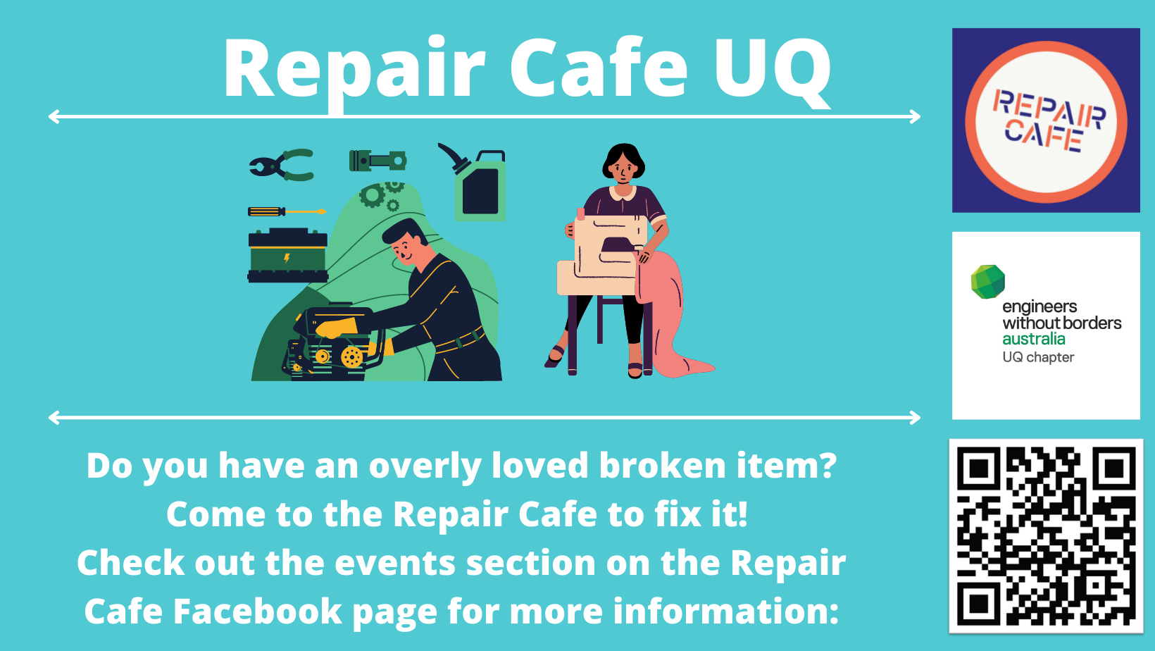  Do you have an overly loved broken item? Come to the Repair Café to fix it! Check out the events section on the Repair Café Facebook page for more information.