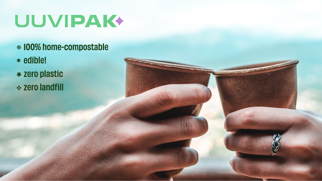  "100% home-compostable, edible, zero-plastic, zero-pollution."