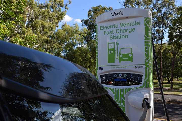 electric vehicle at charge station