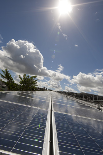 Sunshining on solar panels