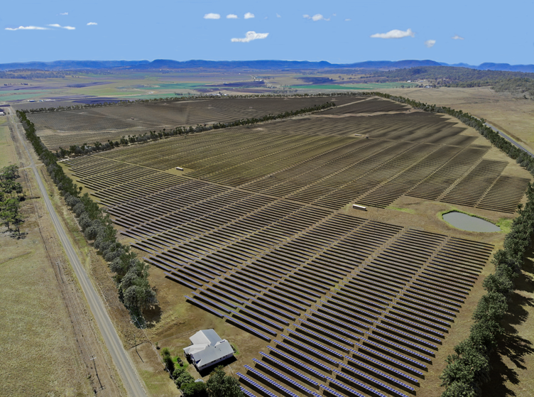 Aerial view of Warwick Solar Farm