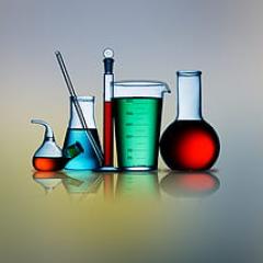 Colourful chemical test tubes and flasks