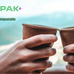 Image of Uuvipak cups. Text reads: "100% home-compostable, edible, zero-plastic, zero-pollution."