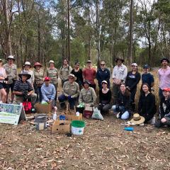 Image of 20 GAP and GEMS volunteers after a recent bushcare event.